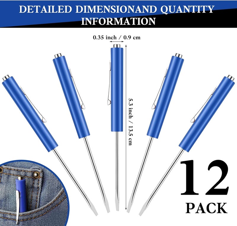 cssopenss 12 Pieces Pocket Screwdriver Mini Tops And magnetic pocket screwdriver with A Single Blade Head for Mechanical, Electrician (blue) - Image 2